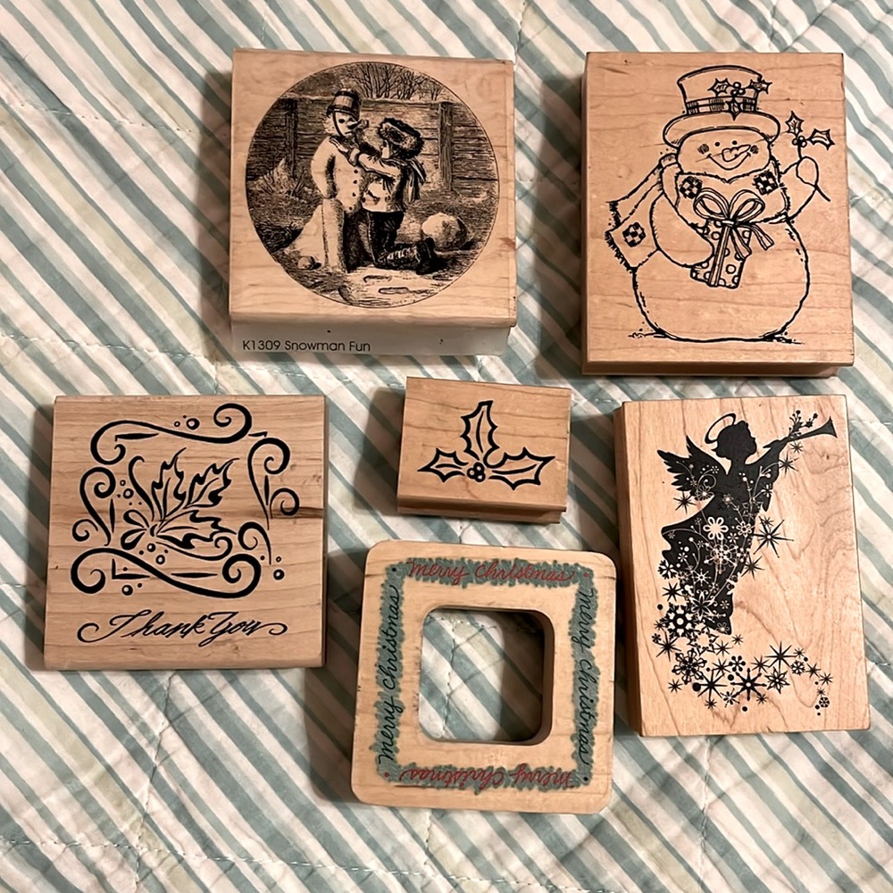 Set of Christmas rubber stamps